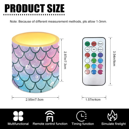 Cozeyat Fish Scale LED Candles Set of 4 Battery Powered Flameless with Remote Timer Flickering Flame Waterproof for Home Patio Beach Decor