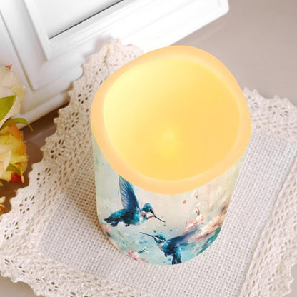 Cozeyat Blue Bird Anniversary Gift Flameless Candles 4 Pack Battery Operated with Remote Timer LED Pillar Candles Flickering Waterproof for Indoor Outdoor