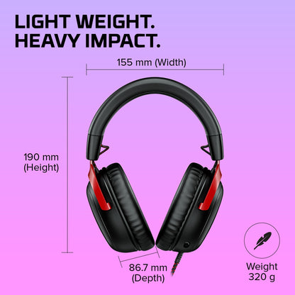 HyperX Cloud III – Wired Gaming Headset, PC, PS5, Xbox Series X|S, Angled 53mm Drivers, DTS Spatial Audio, Memory Foam, Durable Frame, Ultra-Clear 10mm Mic, USB-C, USB-A, 3.5mm – Black/Red