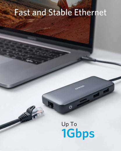 Anker Laptop Docking Station Dual Monitor, 8-in-1 USB C Hub, 4K Dual Monitor with 2 HDMI, 1 Gbps Ethernet Hub, 85W Power Delivery, SD Card Reader for MacBook Pro, XPS and More (Charger not Included)