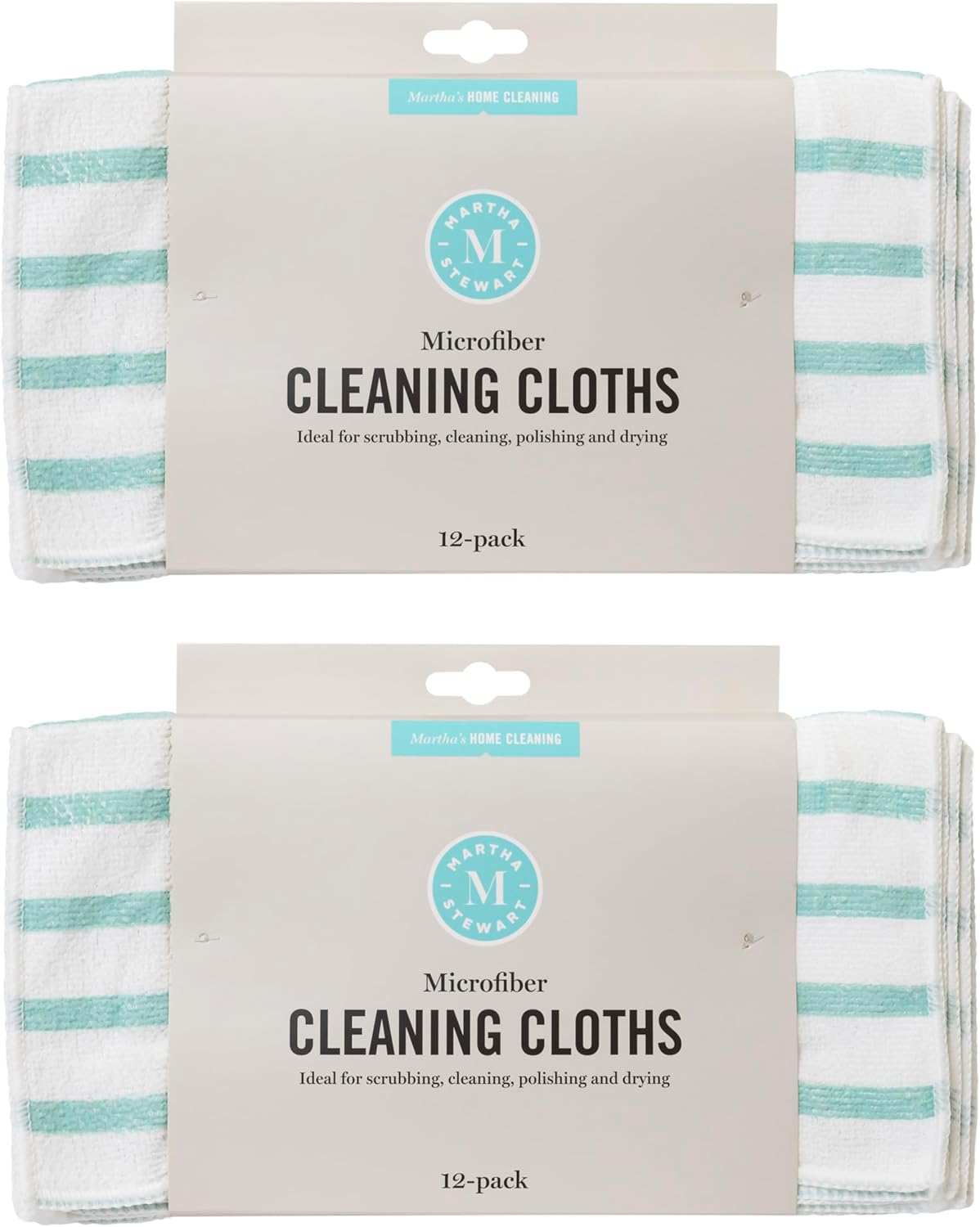 11 Inches, 24 Count Martha Stewart Microfiber Cleaning Cloths, Ultra-Absorbent, Lint-Free Cleaning Towels for Home
