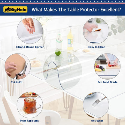 12 48 Inch Clear Plastic Table Protector Bench Entryway Coffee Side Bedside Tablecloth Cover Mat PVC Vinyl Cloths Easy