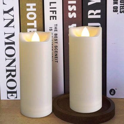 LED Battery Operated Candles 2"x5" Plastic Flickering Flameless Candles with Timer Outdoor Waterproof Wedding Party Halloween Christmas Birthday Decoration Gifts Realistic Slim Tall Pillar Candles