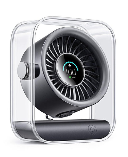 DIGIX Portable Desk Fan for Bedroom, Rechargeable Small Table Fan with 100 Speeds, 90° Rotation, Turbo Airflow, LED Display, Quiet Personal USB Cooling Fan for Office Home Travel Camping, Black