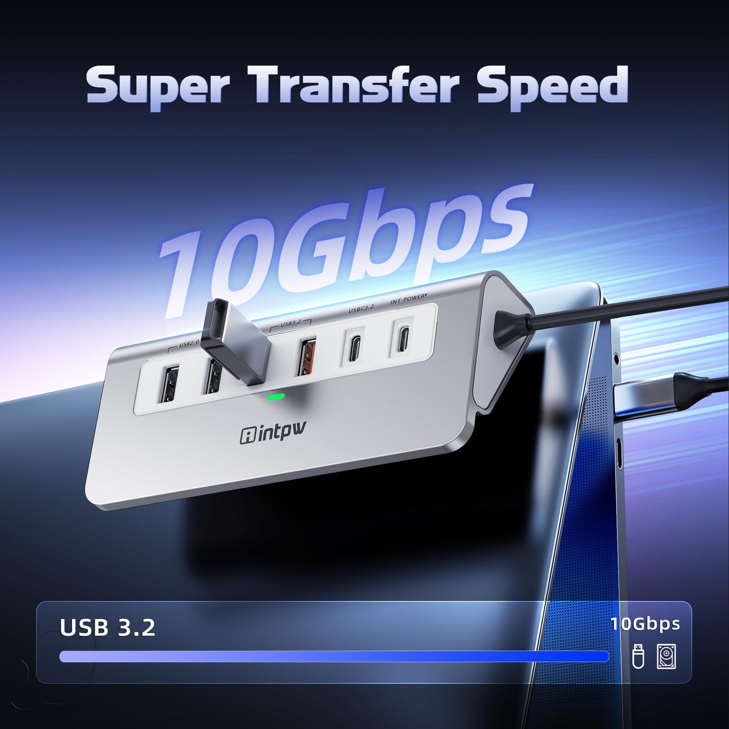 USB C Hub 10Gbps, 9-in-1 USB 3.2 Hub with 4K@60Hz HDMI, Type-C 3.2, 2 USB-A 3.2, 2 USB-A 2.0, PD 100W, SD/TF Slot, Aluminum USB Hub for Laptop, iPhone 16/15 Series, MacBook Air/Pro and More