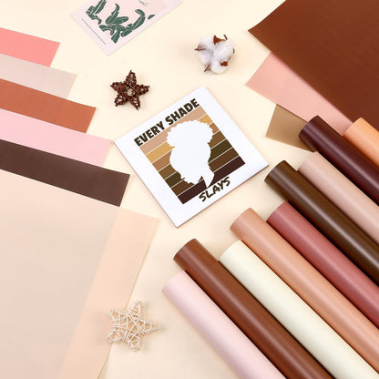 Tintnut Skin Tone Permanent Vinyl - 18 Sheets 12"x10", Brown Tan Cream Camel Barely Beige Permanent Adhesive Vinyl for Cutting Machine,Home Decor Self Sticker