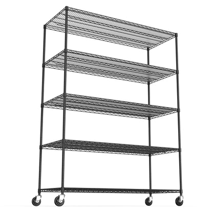 5 Tier 7500lbs Capacity NSF Metal Shelf Wire Shelving Unit, Heavy Duty Adjustable Storage Rack with Wheels & Shelf Liners for Commercial Grade Utility Steel Storage Rack, Black - 82"H x 60"L x 24"D