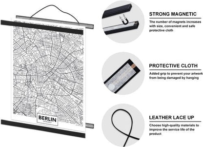 Benjia Magnetic Poster Hanger - Stylish Wooden Frame for 21" Artwork & Prints | Black
