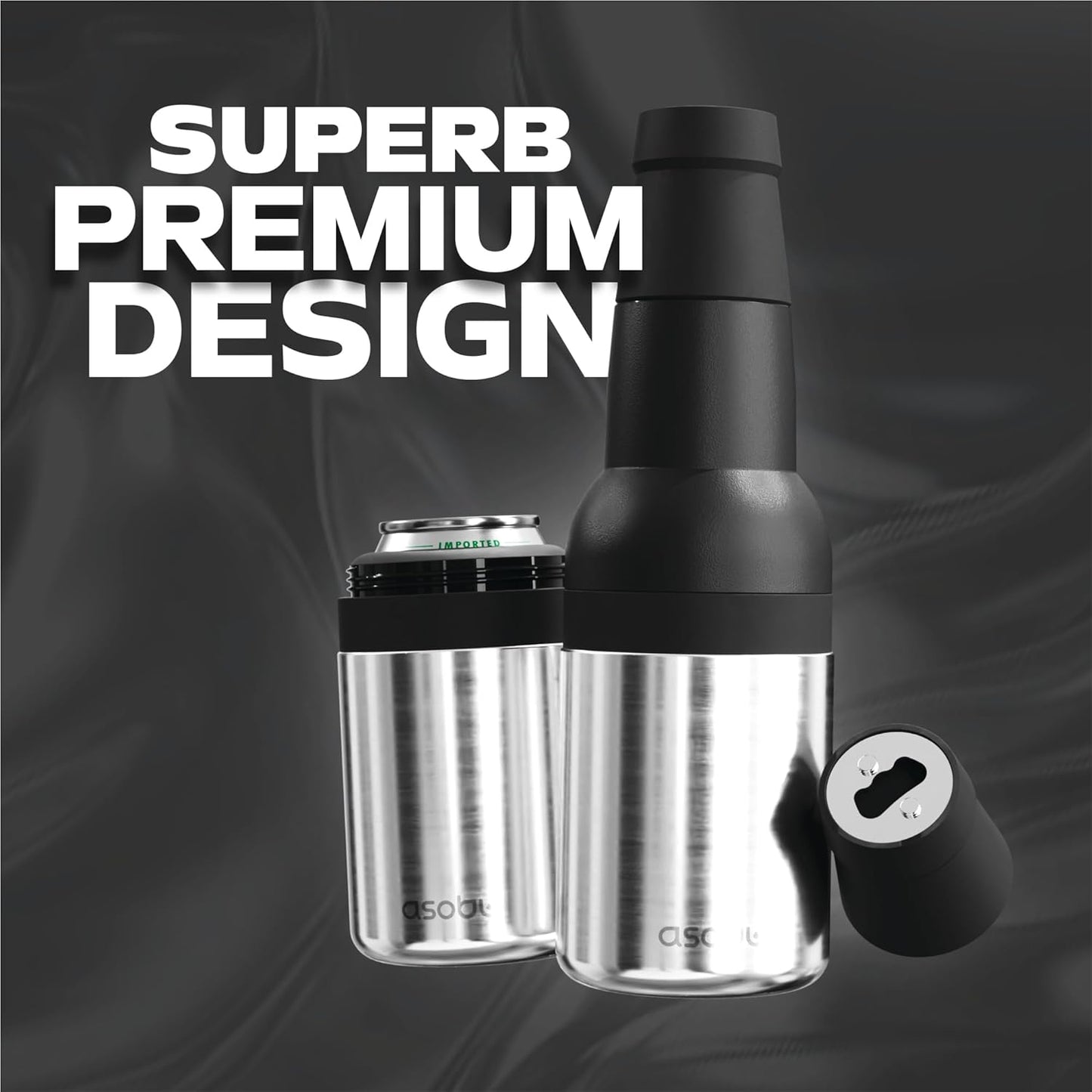 12oz, Asobu Frosty Beer Holder,Vacuum Insulated Double Walled Stainless Steel Beer Can and Bottle Cooler with Beer