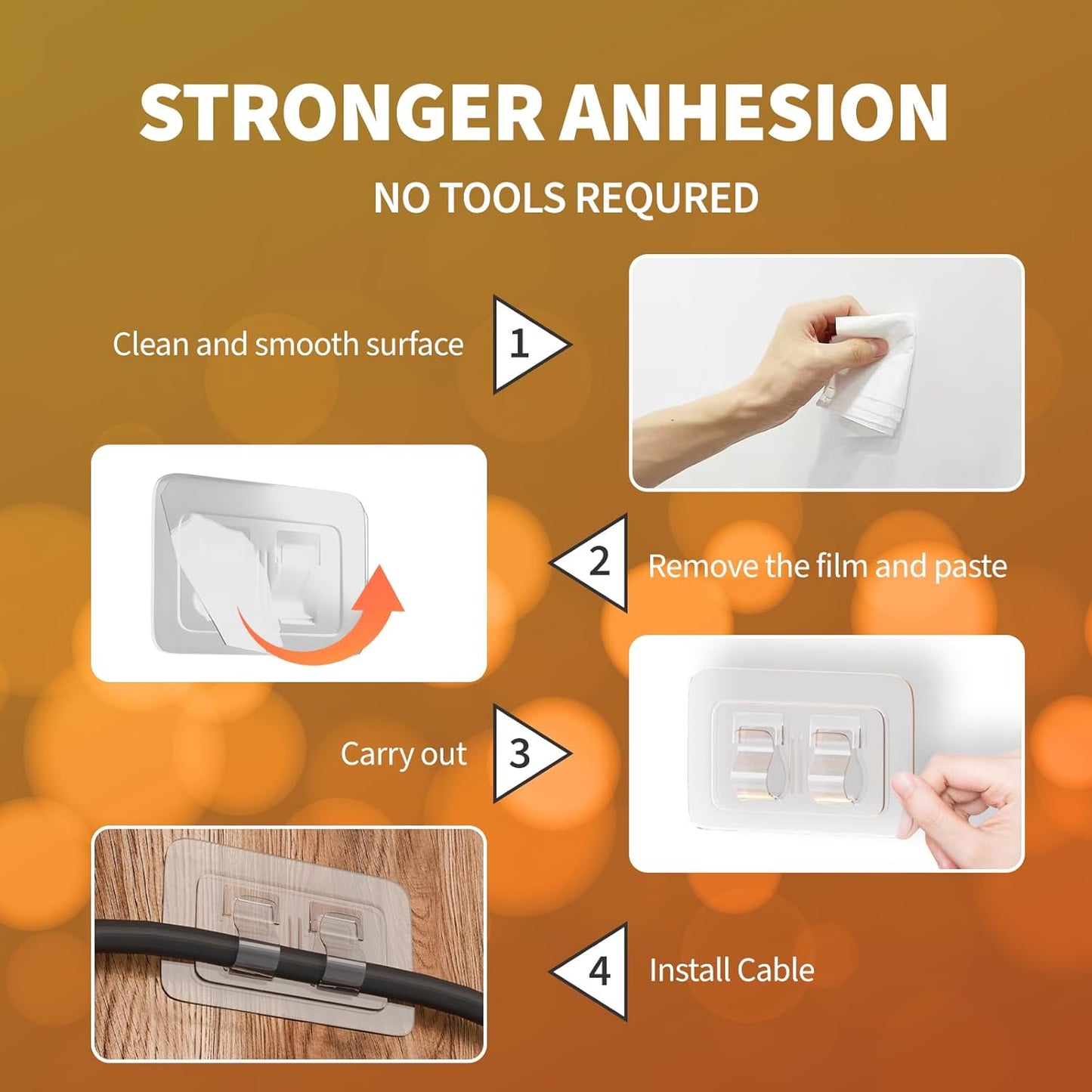 IFLOH 100Pcs Hooks for Outdoor String Lights Clips: Heavy Duty Cable Clips with Waterproof Adhesive Strips for Hanging