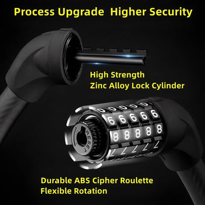 Bike Lock,Black Heavy Duty Anti Theft Bike U Locks,Upgraded High Security 5 Digit Resettable Combination Password Bicycle U-Lock,17.4mm Thicken Steel Shackle Locks for Electric Bike,Scooter,Motorcycle