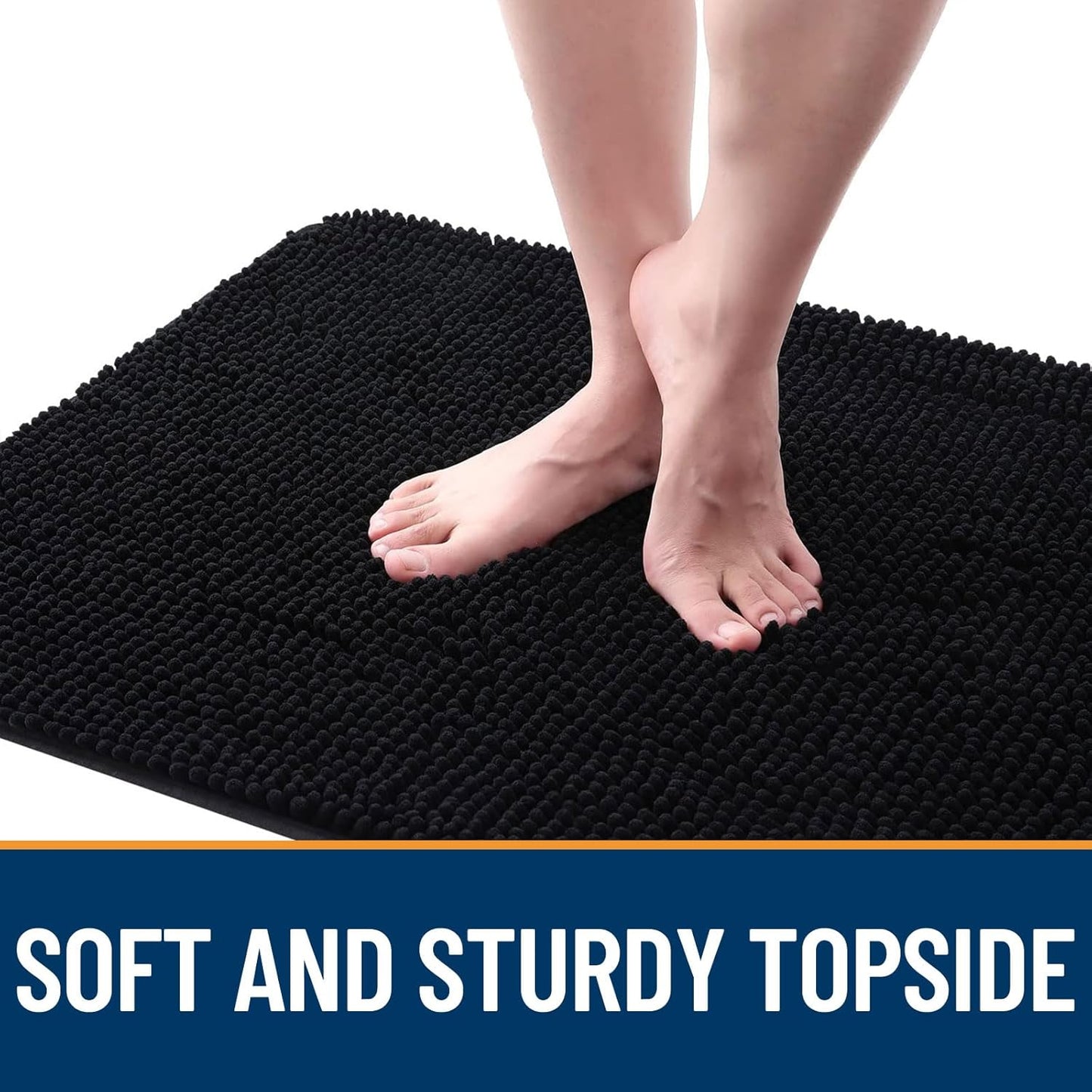 OLANLY Dog Door Mat - Absorbent Non-Slip Washable Chenille Mat for Muddy Paws | 40x24 Inches, Black