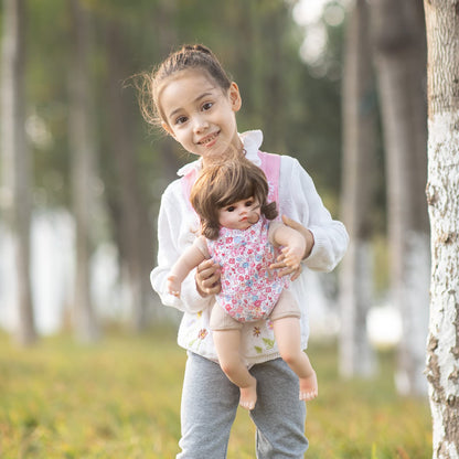 GAGAKU Baby Doll Carrier Stuffed Animal Carrier for Girls Doll Accessory Adjustable Straps for 12 to 20 inch Reborn Baby Dolls - Pink Flowers