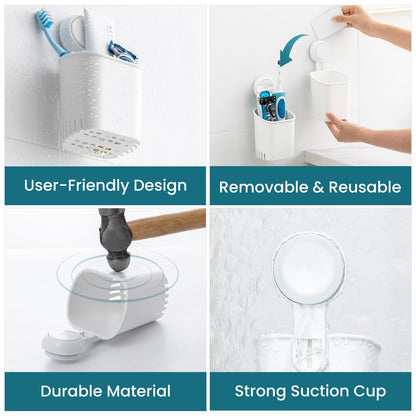 TAILI Suction Toothbrush Holder 2 Pack, Tumblers Replacement Shower Toothbrush Holder for Wall, Powerful Toothpaste Toothbrush Suction Cup, Self-draining Shower Razor Holder, Kitchen Tableware Holder