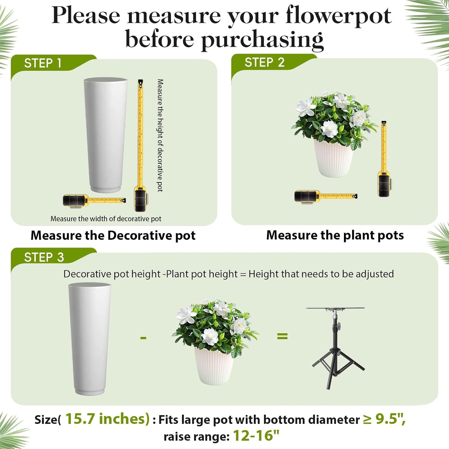 2 12"- 16" 4"-12" AZEAM Adjustable Plant Risers for Inside Pots, PCS Planter Inserts Fillers Raise for Large Flower