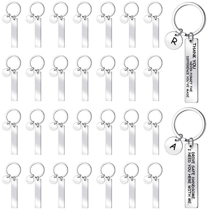 Gisafai 30 Pcs Laser Engraving Stainless Steel Keychain Blanks Engravable Metal Keychains for Graduation Crafts DIY Gifts(Silver)