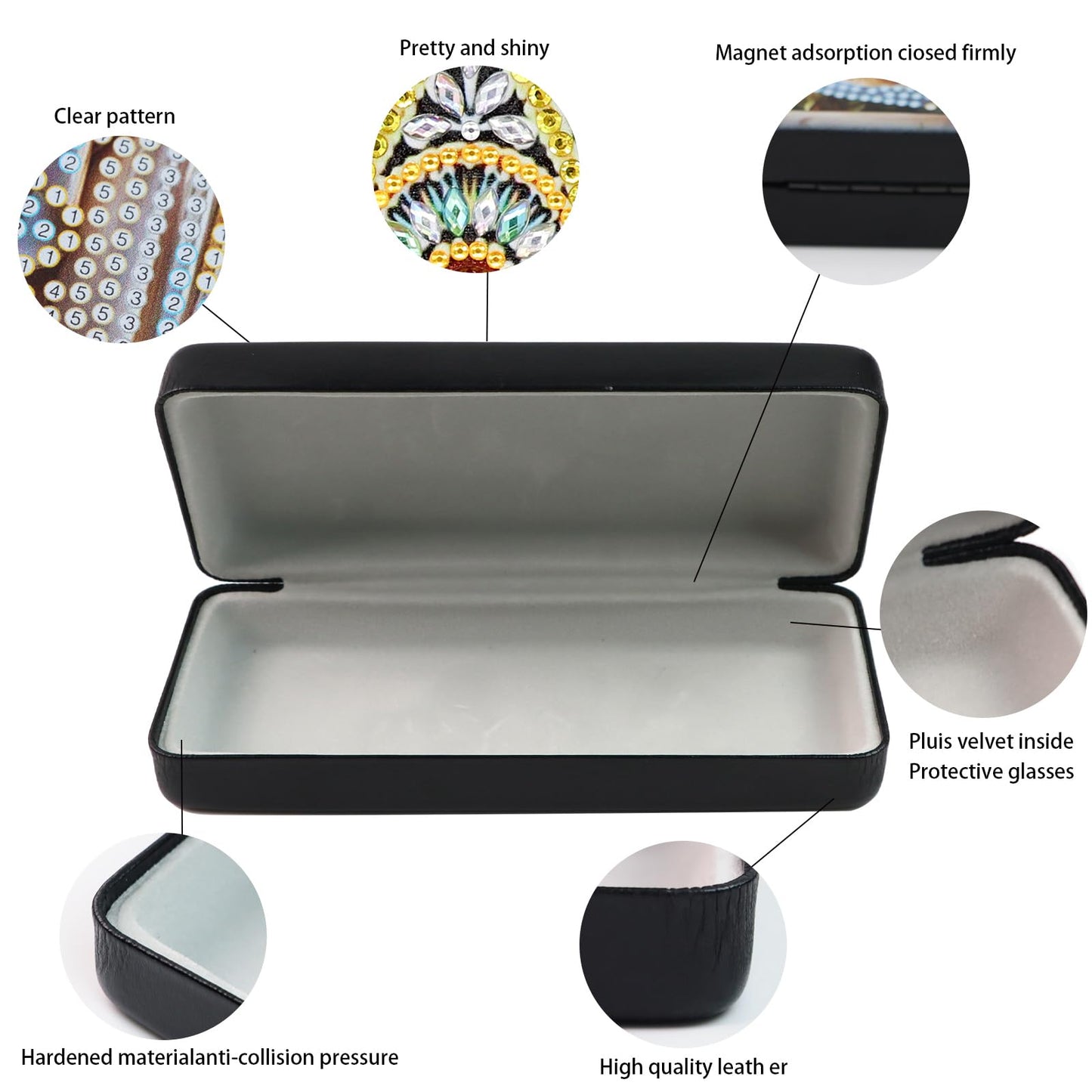 MVVMTOP Diamond Painting Eye Glass Case, DIY Seahorse Diamond Art Glasses Storage Box Sunglass Case for Adults Handmade for Art Craft Gift Travel Sunglass Eyeglasses