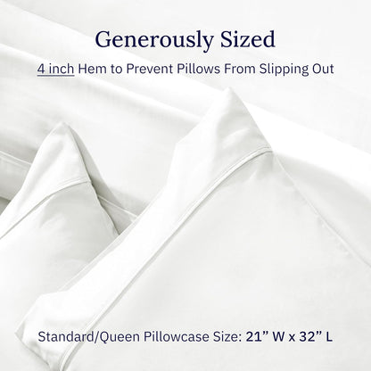 California Design Den Standard Queen Pillowcase Set - 400 Thread Count, 100% Cotton Sateen, Set of 2, Pale Ivory