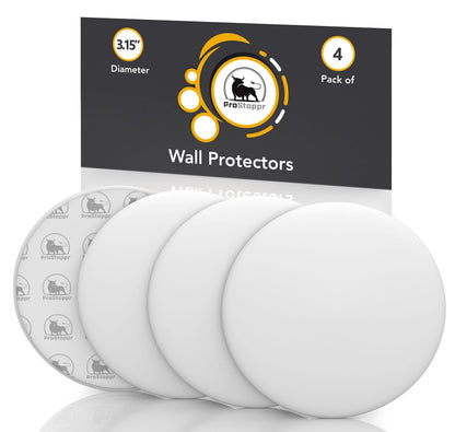 Door Stoppers - Large 3.15" (4 PCS) - Door Stoppers for Wall with Strong Back Adhesive - Quiet and Shock Absorbent Silicone Wall Protectors from Door Knobs - Protects Every Surface - White