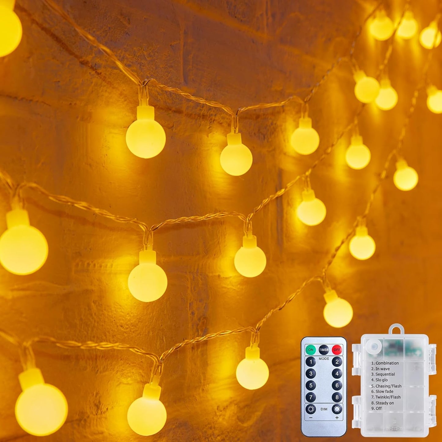 21FT 60 Minetom Battery Operated String Lights, LED Globe Fairy Lights with Remote, Waterproof Twinkle Lights