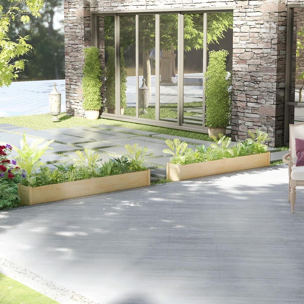 Mhdvray Raised Garden Bed Set 2-Pack Large 78.7×78.7×12.2 in Natural Pine Wood Elevated Planter Box for Outdoor Patio Vegetable Flower Herb Gardening