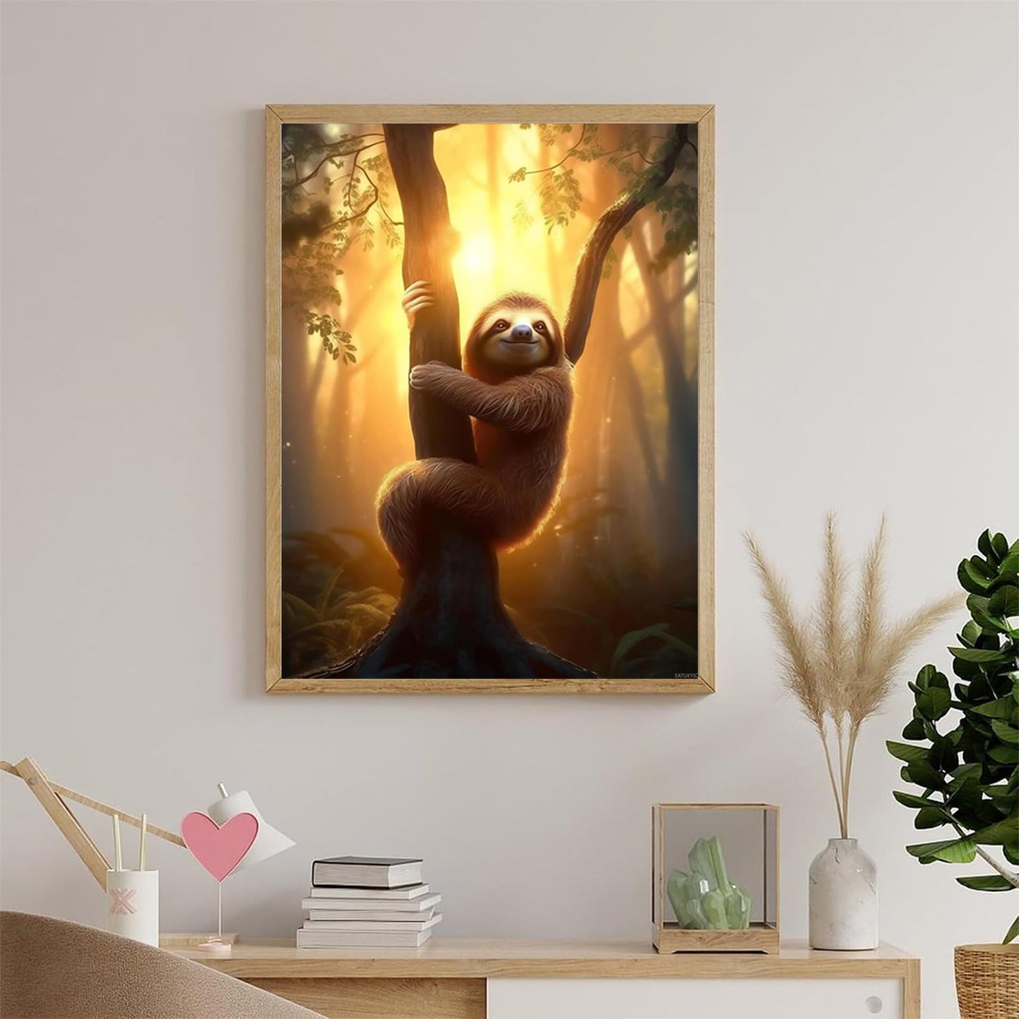 EATUKYIC Sloth Animal Diamond Painting Kits for Adults 5D DIY Sloth in Forest at Sunset Diamond Art Kits, Full Diamond Rhinestone Gems Crystal, for Wall Decor Farm Decor Christmas Gifts 12x16 inch