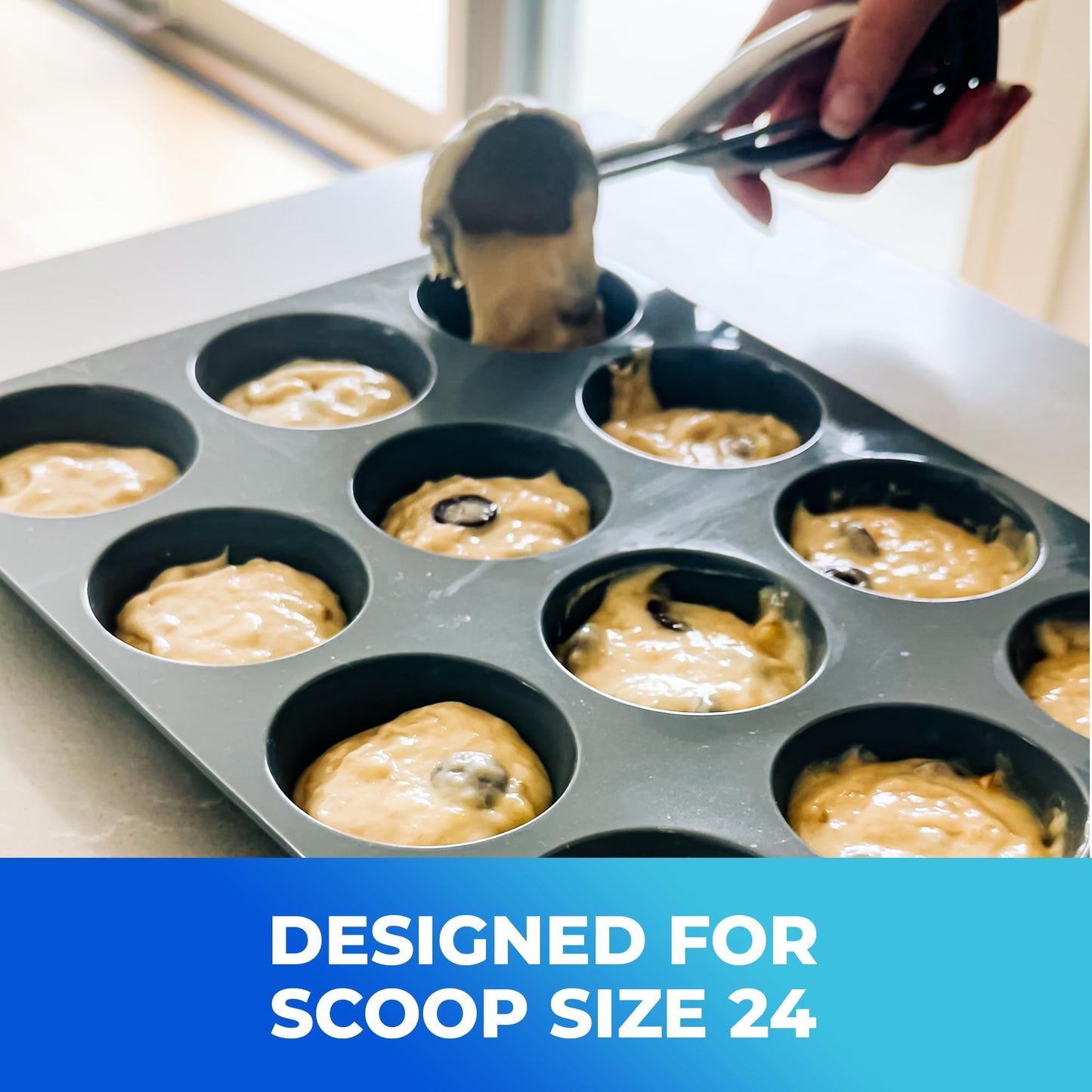 Jenaluca Silicone Cupcake & Muffin Pan for Baking - Set of TWO 12-cup pans, 12x9 Size, Non-stick, BPA Free, Dishwasher Safe - no cupcake liner needed