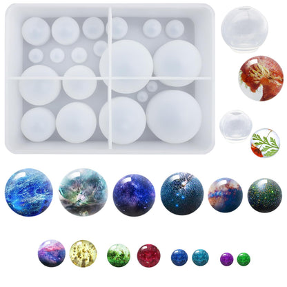 AFUNTA 3 PCS Sphere Resin Molds for Jewelry, 3D Round Ball Silicone Molds for Resin, Universe Spheroid Pendant Casting Molds for Flowers Preservation,Soap,DIY Crafts Making