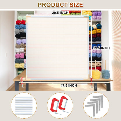 Kerty 29.5" Tufting Frame, Wooden Tufting Frame for Rug Making, A Safer Tufting Cloth Stand Using Plastic U-Shaped Channels Instead of Nails