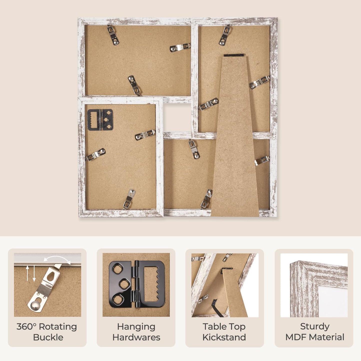 TWING 4x6 Collage Picture Frames White, Rustic Family Collage Picture Frames Wall Decor, Ideal Gift for Valentine's Day/Mother's Day, Wall Hanging or Tabletop
