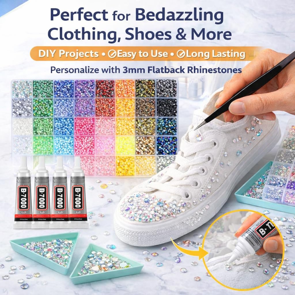 Badazzle Kit 40 Colors 35000PCS Bedazzled Kits Resin Jelly Flatback Rhinestones, Book Bedazzling Kit Bazzling Kits Small Gems with Tools Bedazzle Gems for Bedazzling Crafts & DIY Projects for Adults