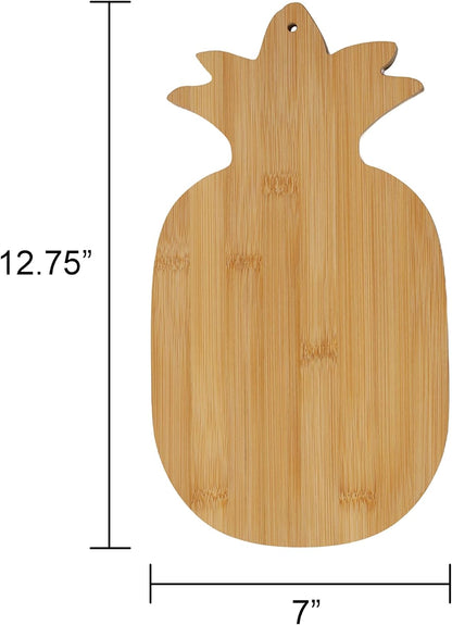 Pineapple Shaped Bamboo Serving and Cutting Board, 12.75” x 7” for Appetizers, Cheeses, and Decoration