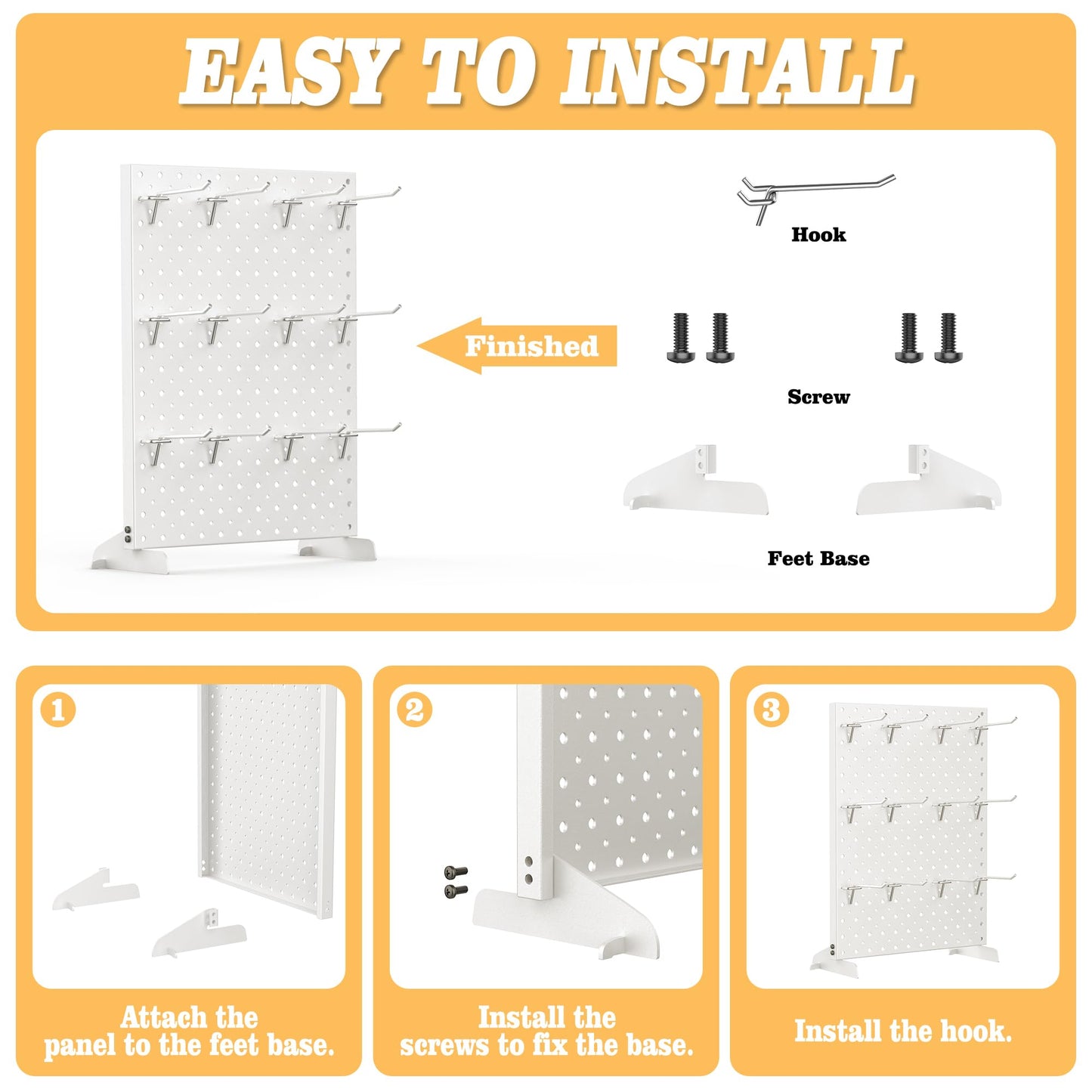 Pegboard Smith 2-Pack Metal Tabletop Pegboard Display Stand for Craft Shows – 12"x16" Tabletop Peg Board Display with 24 Hooks for Jewelry (Milky White)