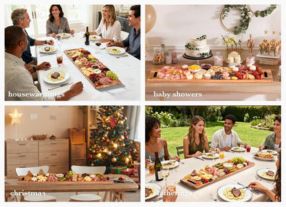 Dofira Large Charcuterie Board – Featuring Built-In Side Handles, 32" Acacia Wood Serving Board for Cheese, Meat & Appetizers – Extra Long Kitchen Platter for Gatherings, BBQ & Home Decor