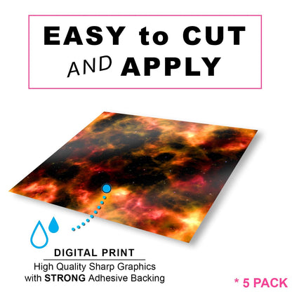 Craftopia Cricut Vinyl Squares |12 x 12-Inch| Galaxy Space Patterned Sheets for Design Transfers DIY Crafts, Scrapbooking - Glitter Vinyl Permanent Adhesive Decorative Supplies for Decals & Signs