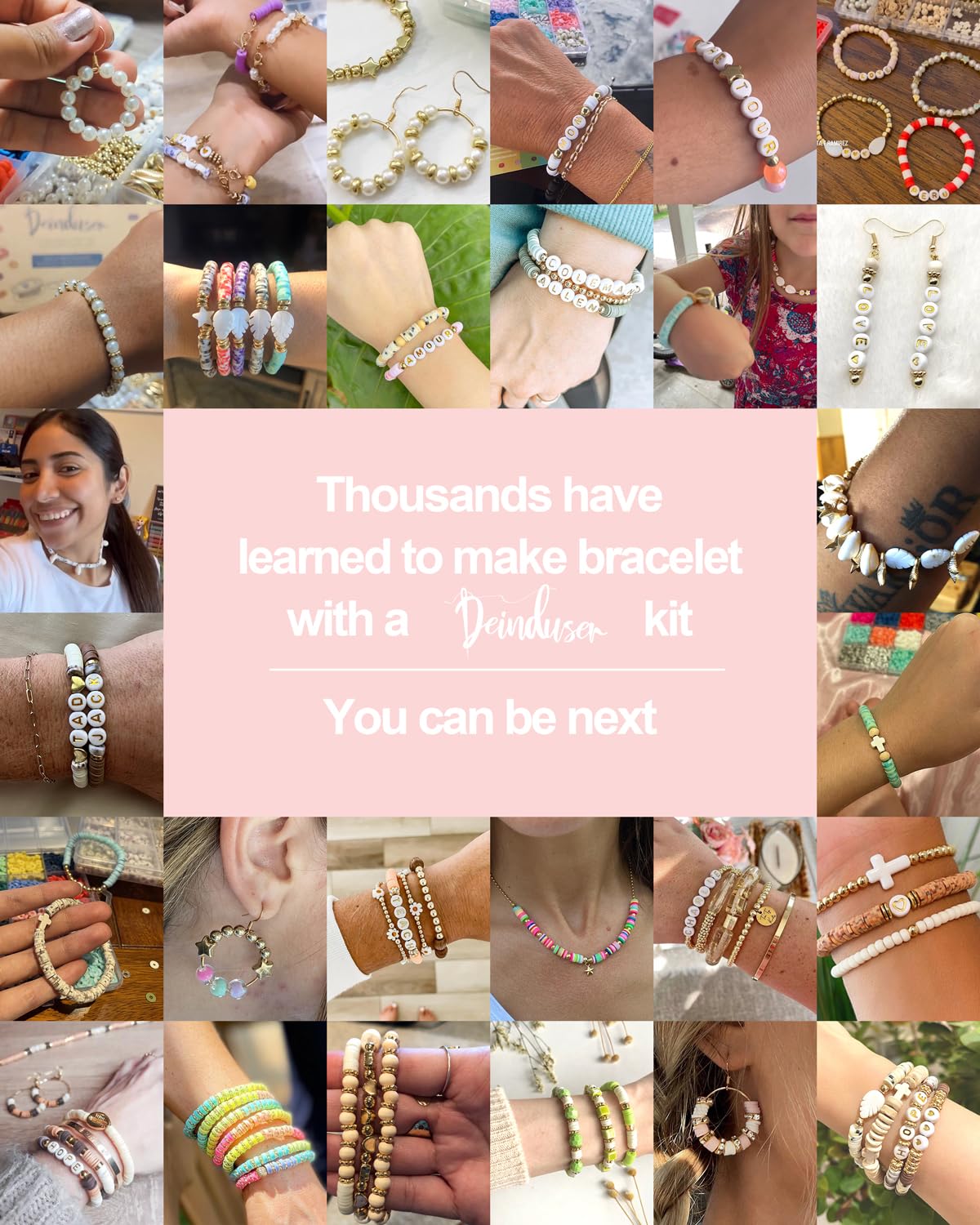 Deinduser Bracelet Making Kit, 7200pcs Clay Beads, 24 Colors 2 Boxes Beads for Bracelets, Clay Bead Bracelet Making kit with Letters, Numbers, Spacers, Ideal Gifts for Holidays