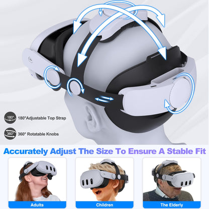 Kawaye for Meta Quest 3S/Quest 2/Quest 3 Head Strap, Double Knobs Adjustable Elite Strap Replacement,VR Headset Strap with Two Large Support Pad Enhanced Support, Reduce Pressure-MQ2000