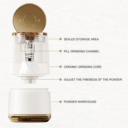 LONGMON Pill Crusher 3-in-1, Pill Grinder for Fine Powder, Effortless Medication Pulverizer & Splitter with Storage Cup, Arthritis Friendly for Elderly, Pets