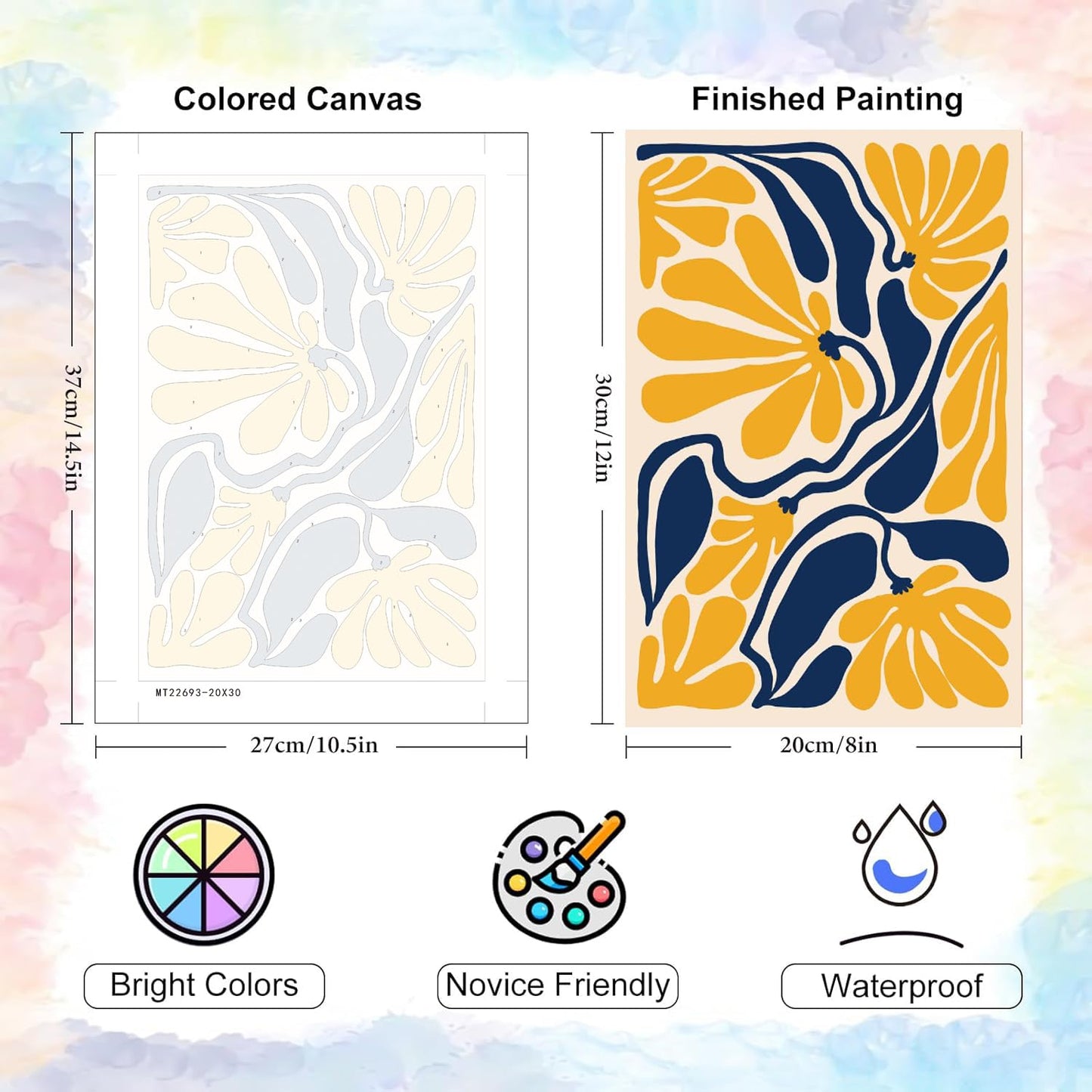 6 Pack Paint by Numbers Kit for Adults and Kids Beginner, Flower Adult Paint by Number Kits on Canvas, Easy Flowers DIY Acrylic Oil Painting by Numbers Kits Perfect for Home Wall Decor 8 x 12 Inch