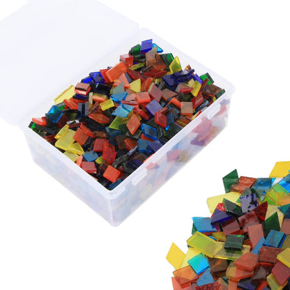 Mosaic Tile Stained Glass 4 Mixed Shapes Mosaics Tiles Pieces for DIY Crafts Suppliers, Tiffany Lamps Candles Photo Frame (Transparent)