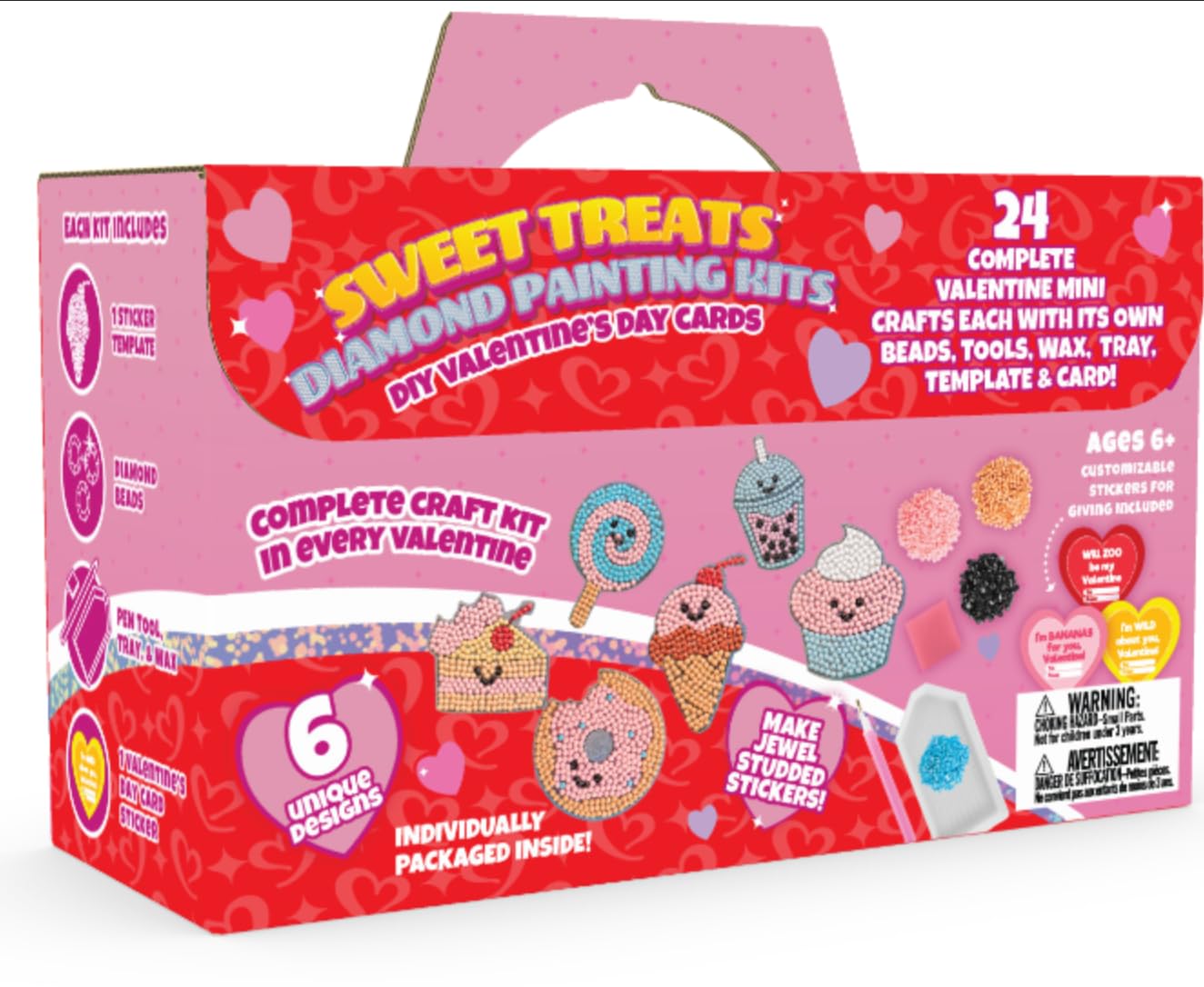 Sweet Treats 24 Pack 5D Diamond Painting Kits - Goodie Bag Party Favors for Kids Birthday Party & School Classroom Prizes - Animal Gem Craft Activity Kits- Party Favor Stuffer Gifts for Boys & Girls