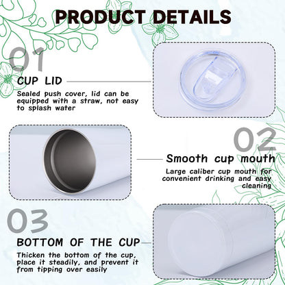 Lilsofee 12 Pack 20 oz Sublimation Tumblers with Lids and Straws Blank Stainless Steel Double Vacuum Metal Skinny Insulated Tumbler Heat Press Transfer Printing DIY Travel Cup for Car