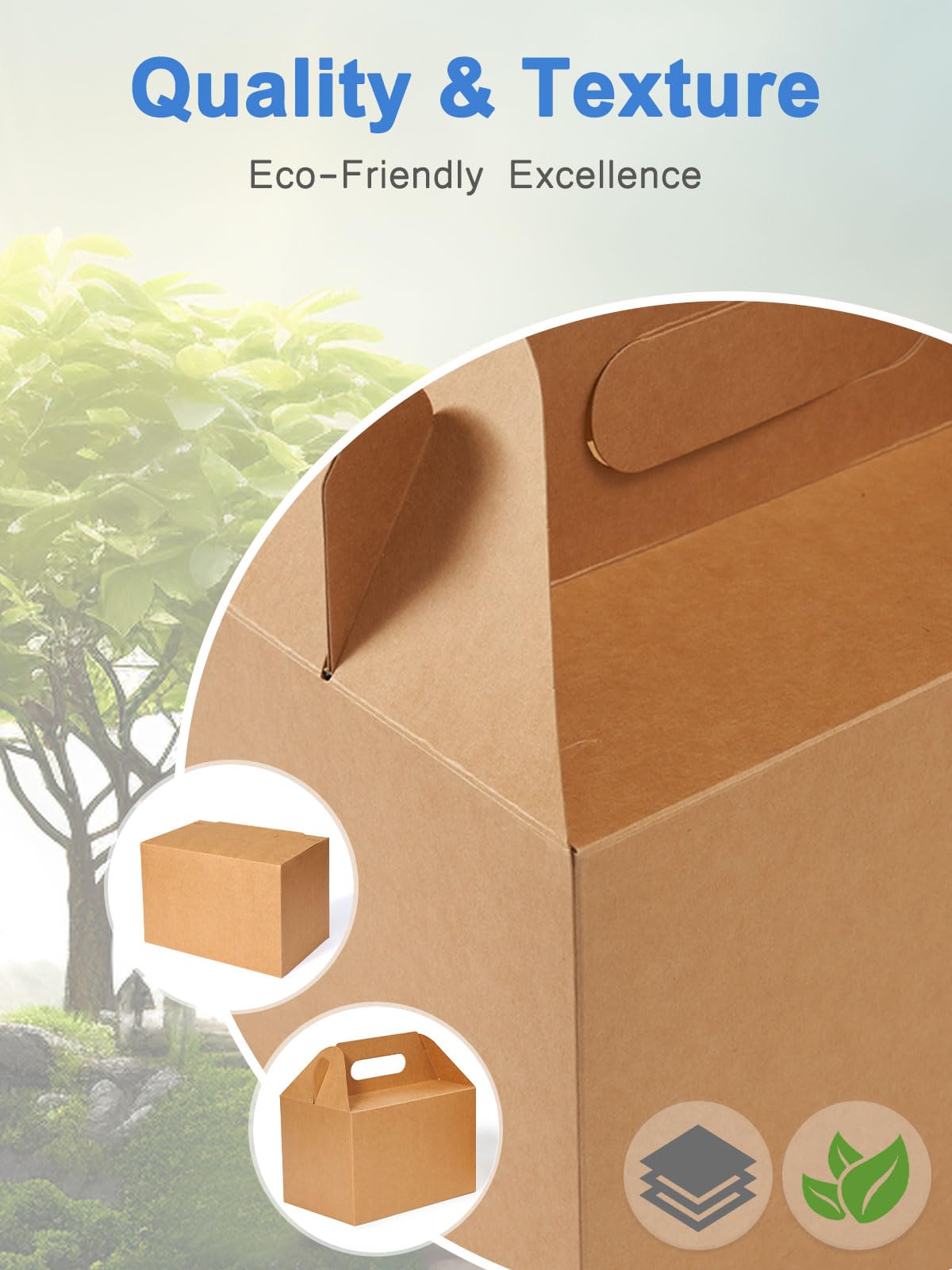 Shallive 15 Pcs Large Treat Boxes 9x6x6 Inch Brown Kraft Lunch Boxes with Handle Gift Bags For Baby Shower Birthday Party Supplies