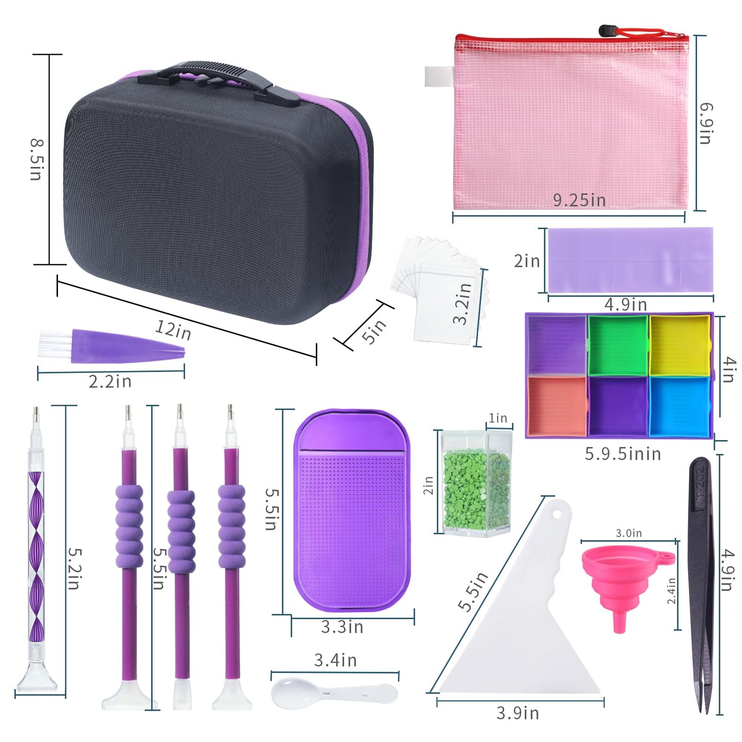 Douorgan Diamond Painting Storage Containers Diamond Painting Accessories and Tools Portable Organizer Shockproof Diamond Art Storage Case Jewelry Beads Storage Box (104 Square Jars)