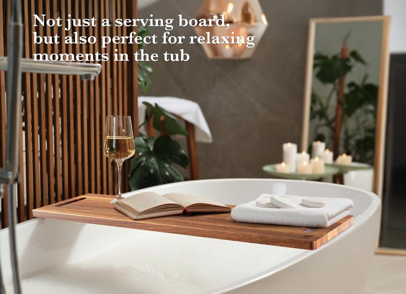 Dofira Large Charcuterie Board – Featuring Built-In Side Handles, 32" Acacia Wood Serving Board for Cheese, Meat & Appetizers – Extra Long Kitchen Platter for Gatherings, BBQ & Home Decor