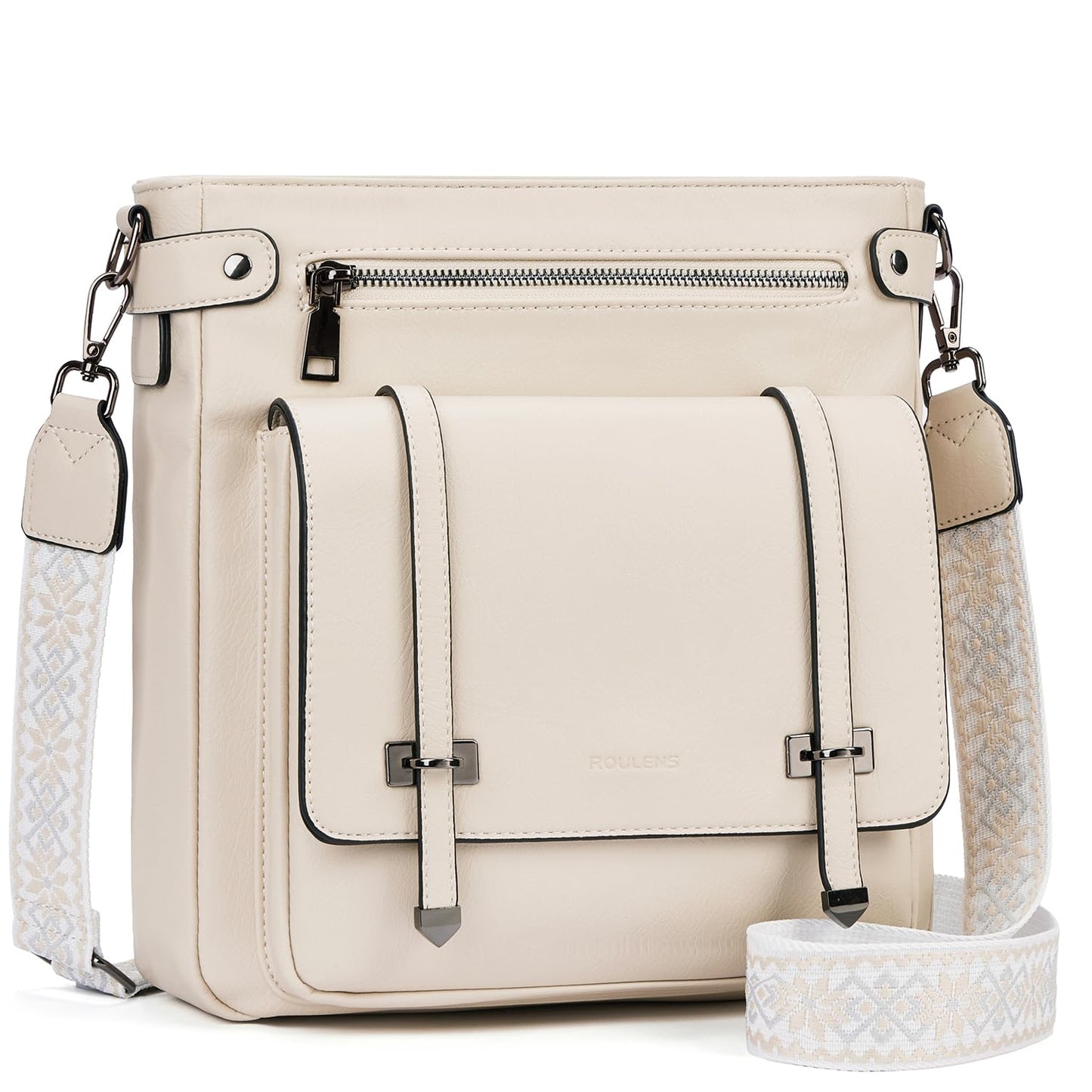 Roulens Crossbody Bags for Women,Multi Pocket Crossbody Purses Vegan Leather Shoulder Handbags Travel Purse Adjustable Strap