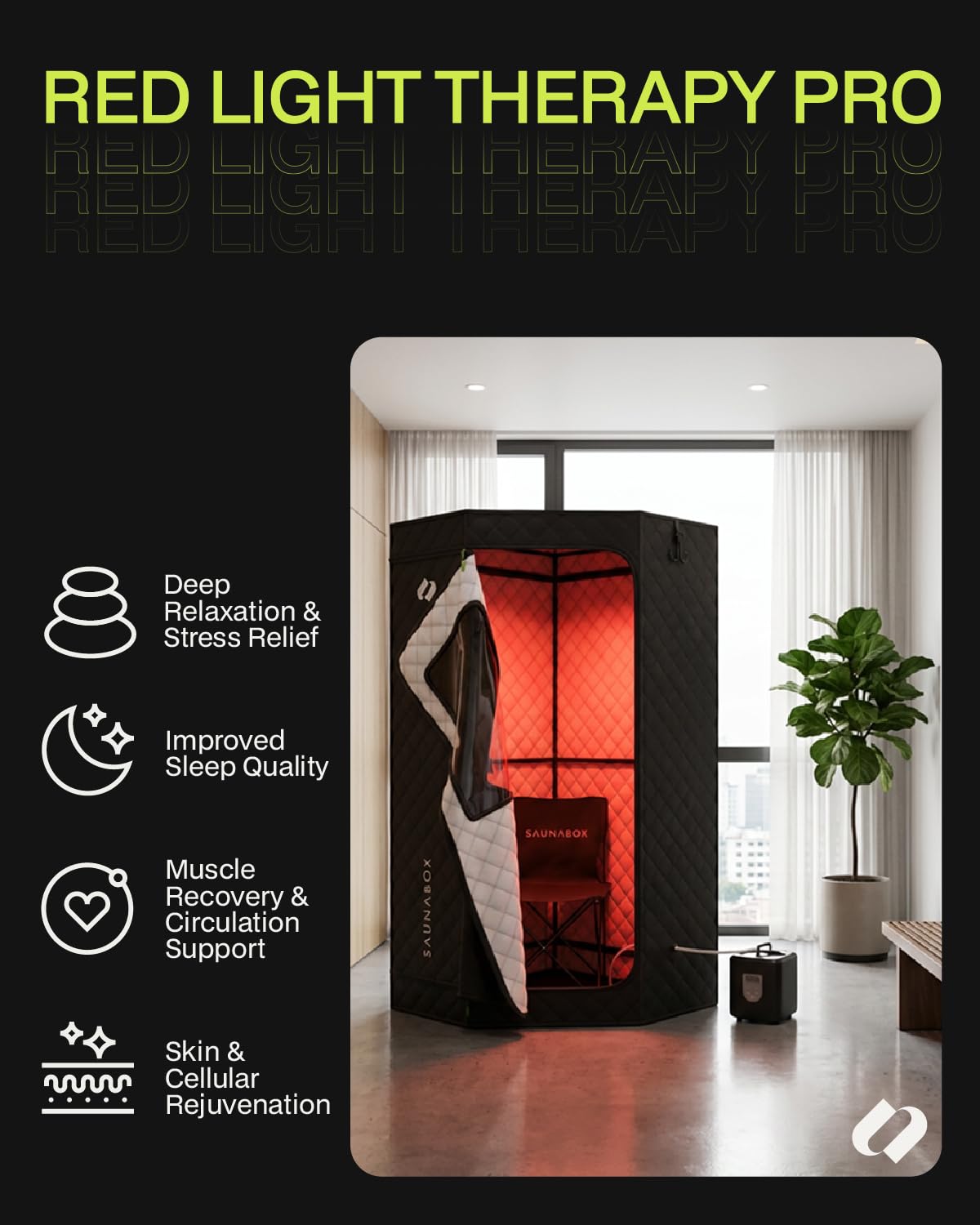 SAUNABOX® SmartSteam Pro Portable Steam Sauna with Red Light Therapy (660–850nm) | Home Sauna Tent with App Control | Insulated Sauna Pod, 140°F Heat, Full Body Steam Sauna for Relaxation & Recovery