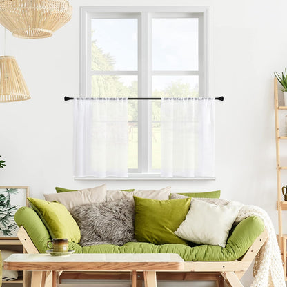 MRTREES White Sheer Kitchen Tier Curtains, 34 x 24 inch Light Filtering Rod Pocket Voile Cafe Curtains, 2 Panels