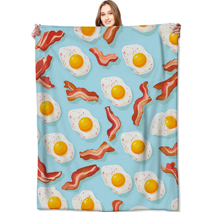 VODRM Bacon and Egg Blanket Fun Food Throw Blankets,Gifts for Kids Woman Girls & Breakfast Lovers,Lightweight Soft Fleece,for Sofa Couch Bed Room Modern Decor 50x60in
