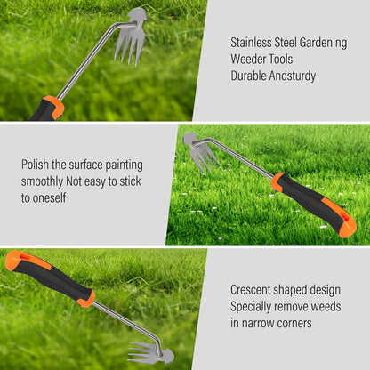 SIXCAR Weed Remover Tool - Portable Garden Weeder with Rubber Handle for Easy Uprooting & Planting
